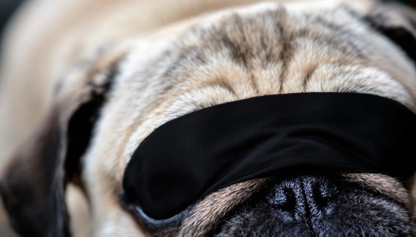 Na zbliżeniu widoczna jest charakterystyczna głowa mopsa z czarną maską, która podkreśla jego urokliwy wygląd. Mopsy cechują się krótkim pyskiem i fałdami skórnymi, co sprawia, że są doskonałymi towarzyszami dla rodzin.