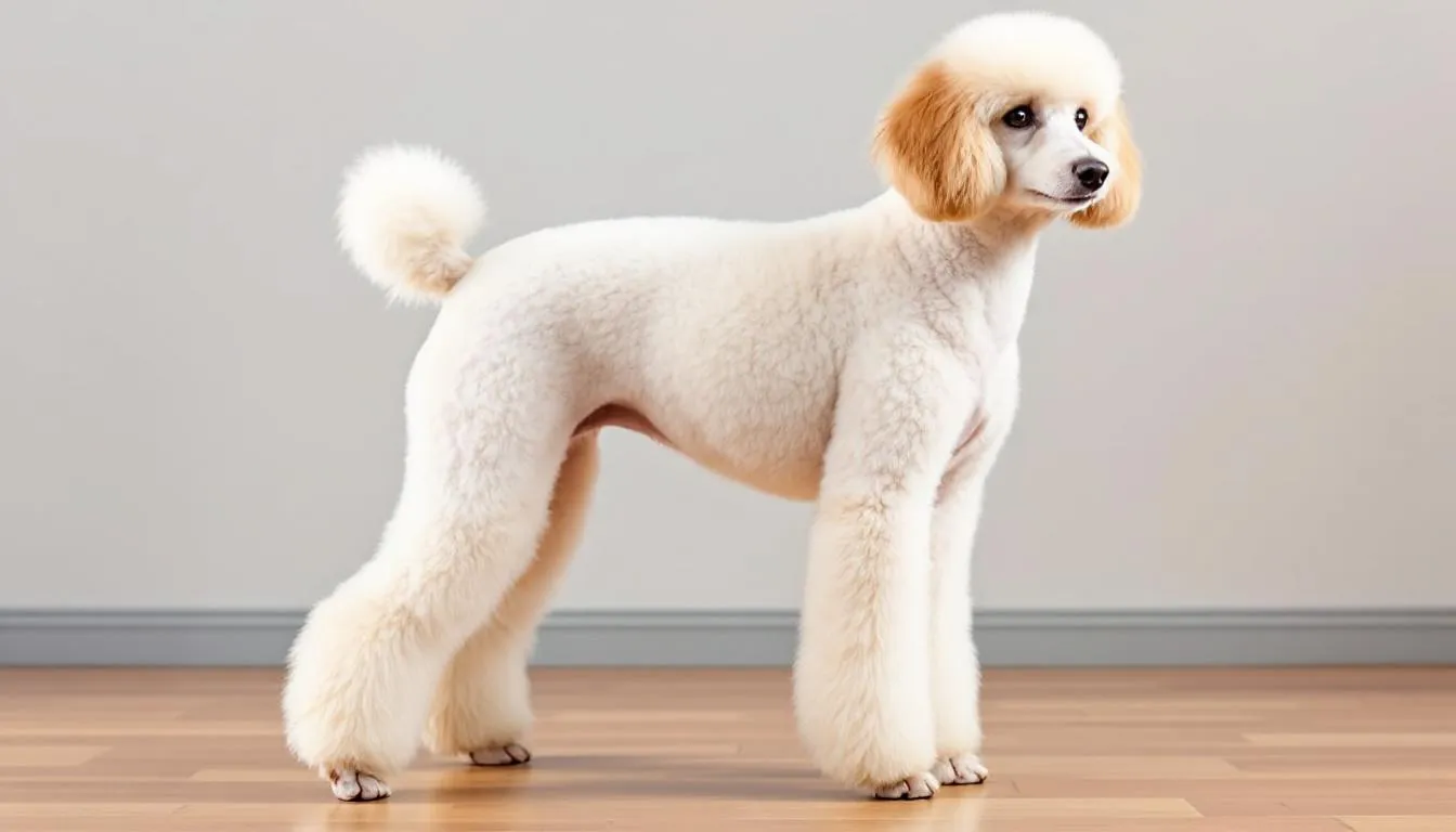 Na obrazie znajduje się elegancki mops w klasycznej pozie pokazowej, z charakterystycznym krótkim pyskiem i fałdami skórnymi. Mops ten, jako przedstawiciel rasy psów ozdobnych, emanuje urokiem i wdziękiem, potrafiąc skraść serce każdego miłośnika psów.