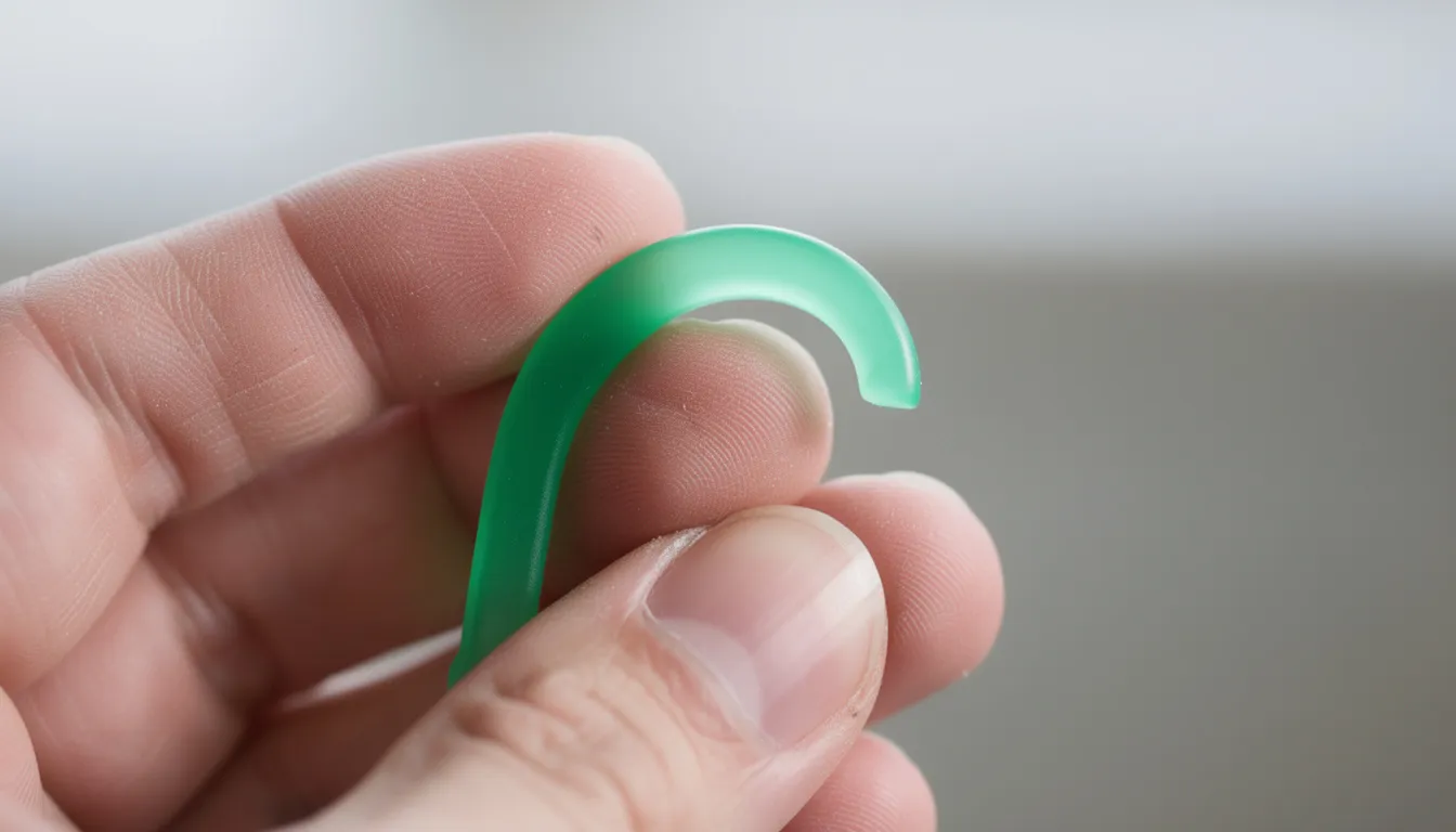 Na zbliżeniu widać plastikowy haczyk do usuwania kleszczy trzymany w dłoni, który jest niezbędnym narzędziem dla właścicieli psów w celu bezpiecznego usunięcia kleszcza z sierści pupila. Haczyk ten pozwala na skuteczne wyciągnięcie kleszcza, co jest kluczowe dla ochrony psa przed groźnymi chorobami przenoszonymi przez te pasożyty.