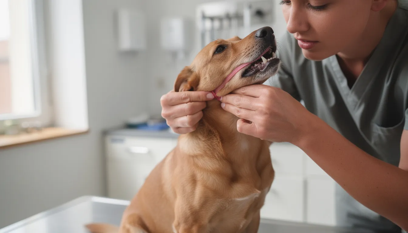 Właściciel delikatnie sprawdza jamę ustną psa, szukając oznak zapalenia dziąseł, takich jak obrzęk czy zaczerwienienie dziąseł. Zwraca uwagę na objawy zapalenia, aby zapewnić prawidłową higienę jamy ustnej swojego czworonoga.