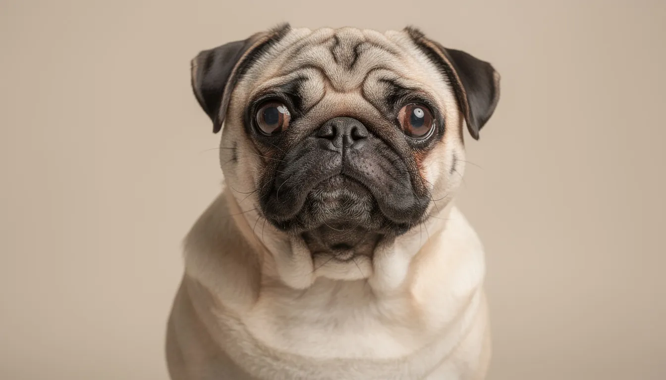 Portret psa rasy mops, który ma duże, wypukłe oczy, może wskazywać na potrzebę regularnych kontroli zdrowia oczu, aby zapobiec powstawaniu gradówki i związanym z tym podrażnieniom. Warto zwrócić uwagę na charakterystyczne objawy, takie jak zaczerwienienie czy łzawienie, które mogą wymagać interwencji weterynaryjnej.