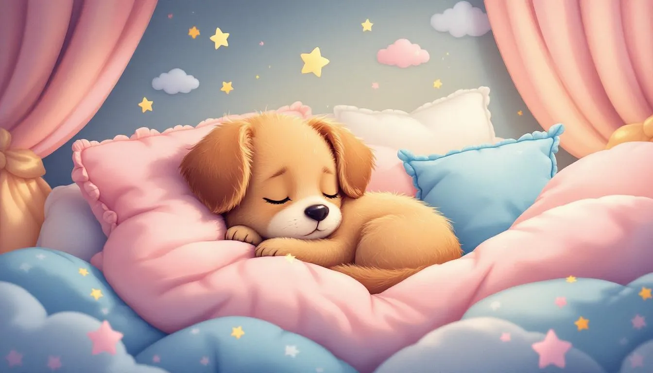 Jak zapewnić psu zdrowy sen. Pies śpi w wygodnym legowisku w cichym otoczeniu.