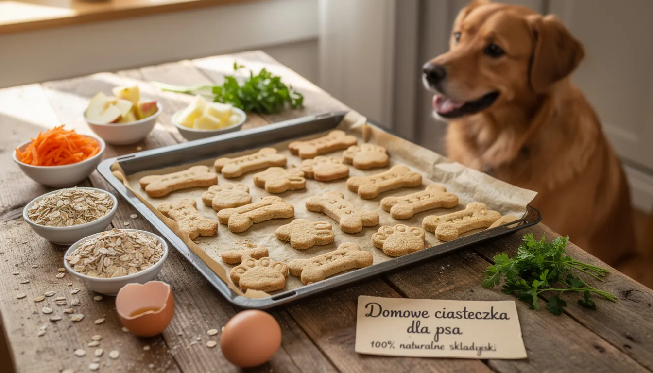 Na zdjęciu widoczne są domowe ciasteczka dla psa, wykonane z naturalnych składników, które mogą zawierać buraki. Ciasteczka te są zdrowym dodatkiem do diety psa, dostarczającym cennych składników odżywczych i witamin.